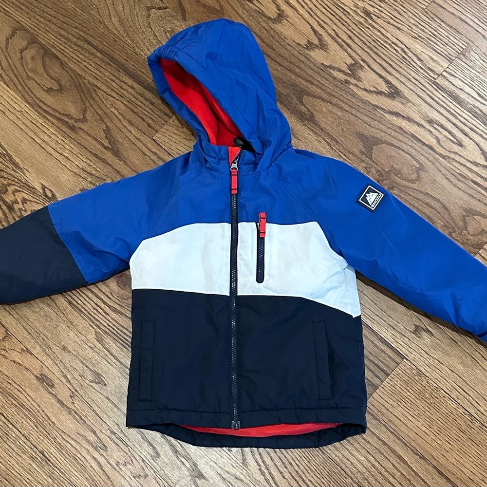Snozu Toddler Boy Blue and White Jacket with Red Lining